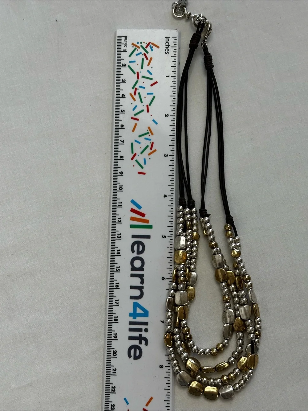VTG Mixed Metal Layered Beaded Necklace Boho Earthy Boho Resort Core